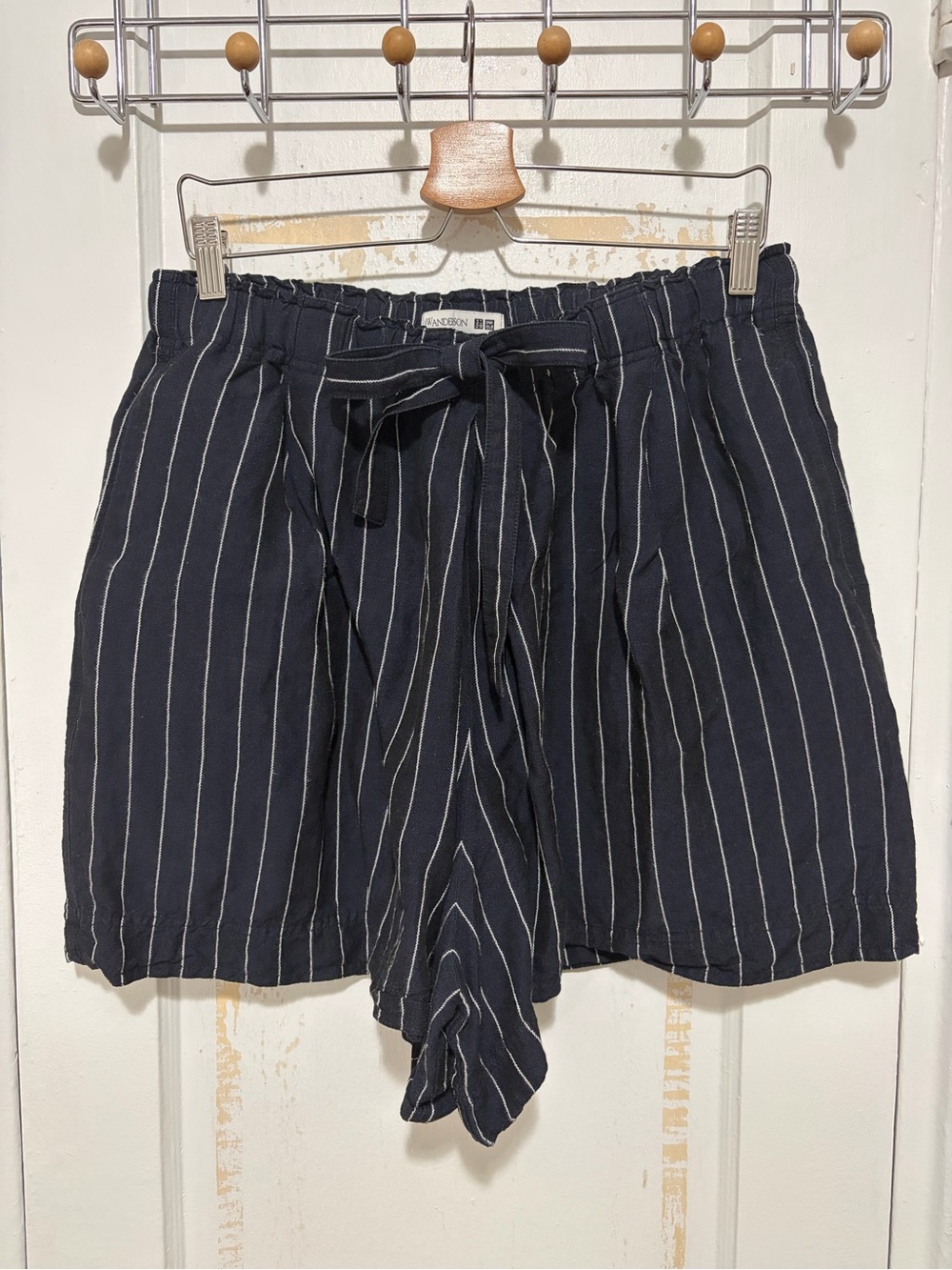 Uniqlo x JW Anderson Navy and White Pinstripe High-Waist Tie Shorts